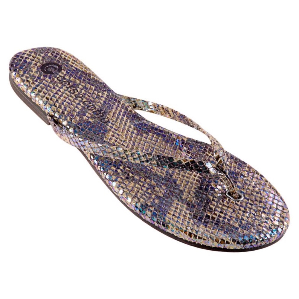 Corso Como Beachball Metallic Snake Leather Flip Flops